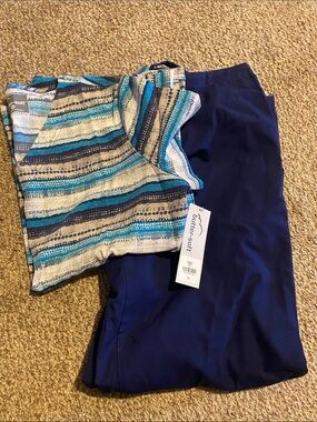 Butter-Soft Blue Striped Top with Navy Pants